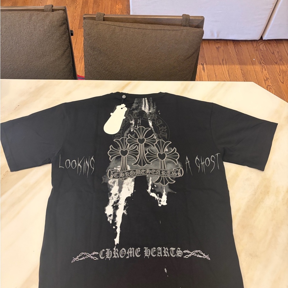 Chrome Hearts Black & White Gothic Cross Graphic Tee